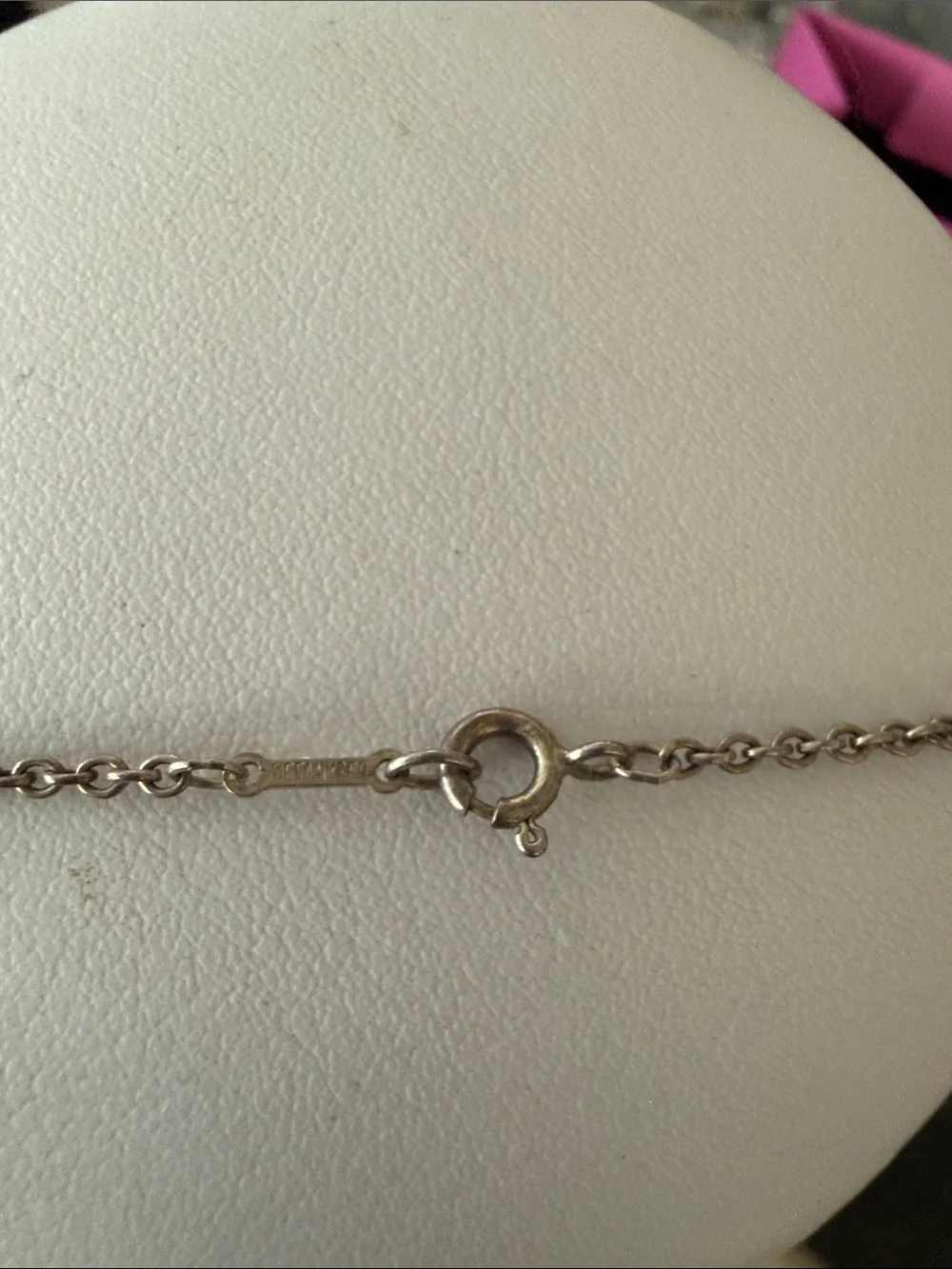 Tiffany & Co. Silver Heart Key Necklace with Blue Pouch Accent